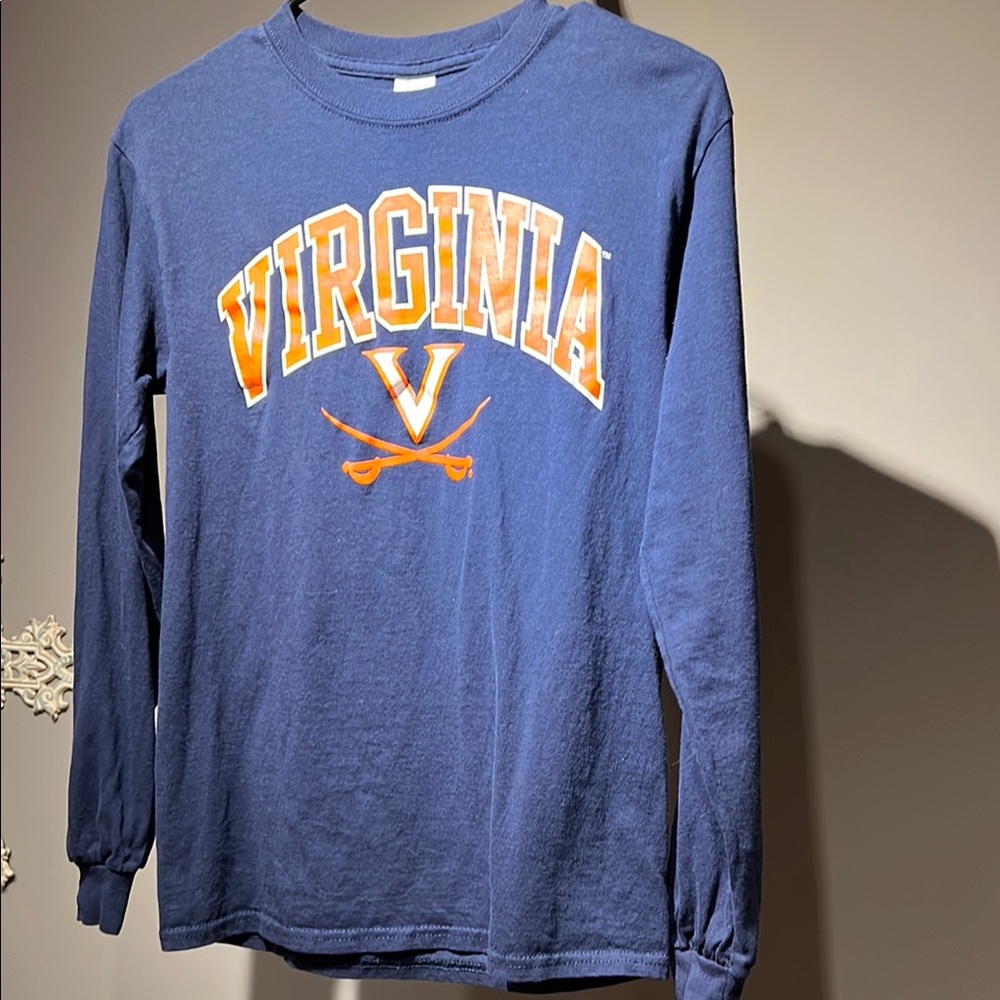 Gildan Navy and Orange Long Sleeve Shirt